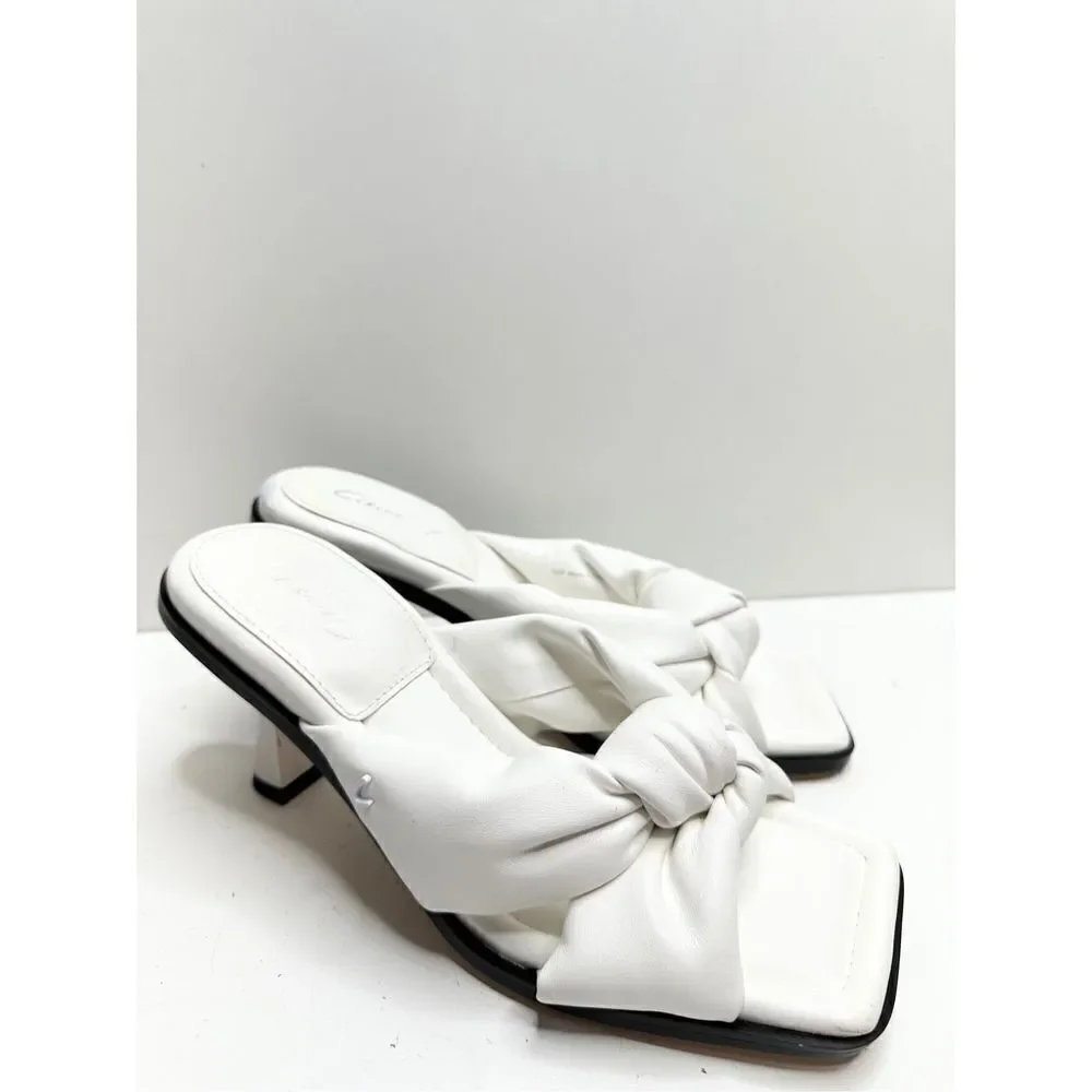 Circus by Sam Edelman Sandals Womens Size 8.5 White Sim Slides Square Toe‎